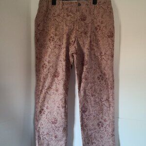 KNOX ROSE BOHO-CHIC FLORAL STRAIGHT LEG HIGH RISE ELASTIC WAISTBAND DENIM SZ XXL